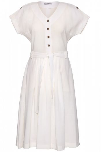 biała sukienka guziki letnia wiosenna